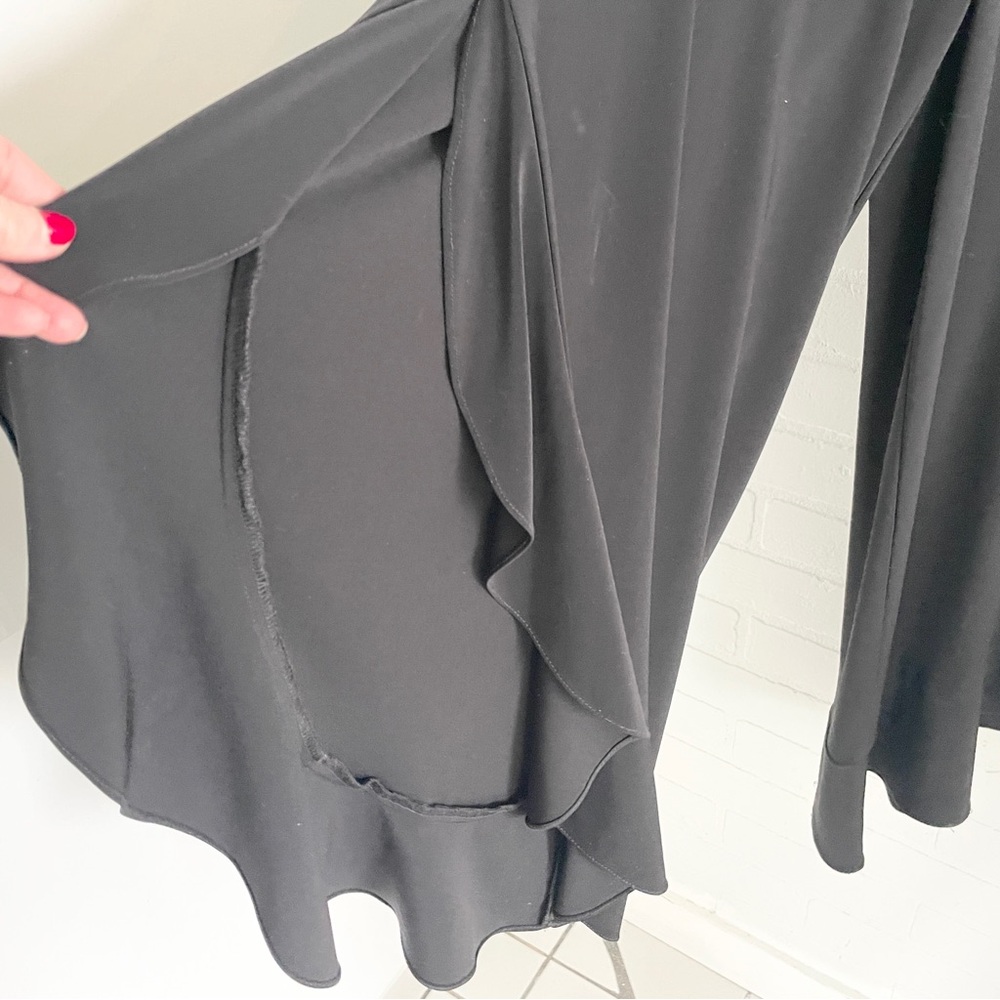JOSEPH RIBKOFF Asymmetric Overlay Fluid Wide Leg Capri Pants Architectural M/L - Picture 5 of 11